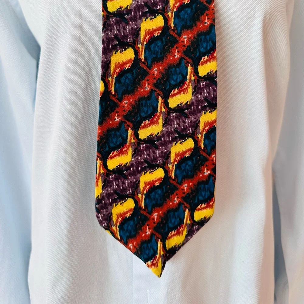 J. GARCIA ~ Multi-Colored Abstract Patterned Neck Tie circa 1980s